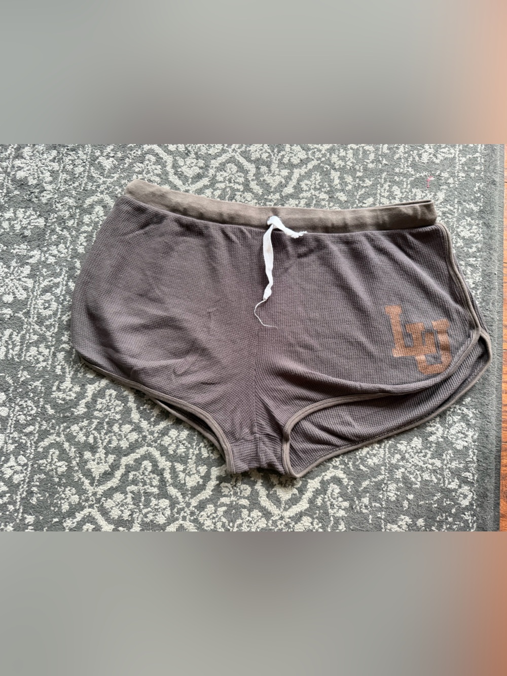 Lehigh University Spirit Womens Gray-Brown Athletic Waffle Shorts with Logo